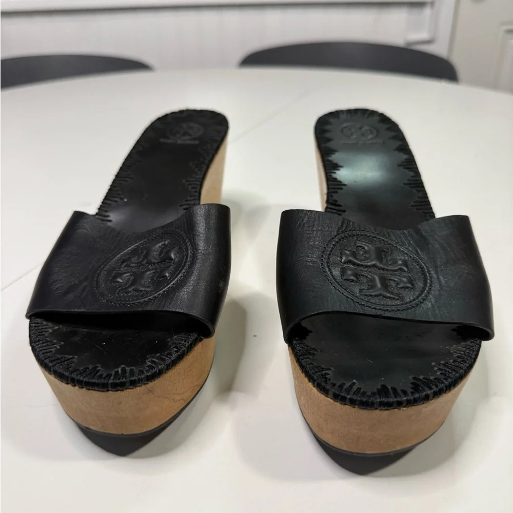 Tory Burch Black Leather Slide Sandals